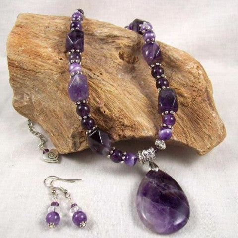 Amethyst Necklace with Tear drop Pendant